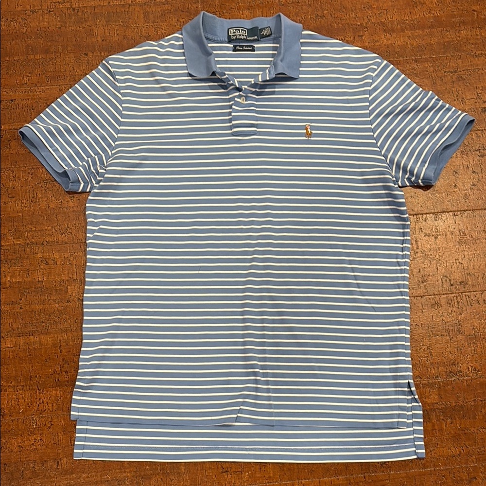 Polo by Ralph Lauren Blue and White Striped Polo Shirt Men’s Size Large